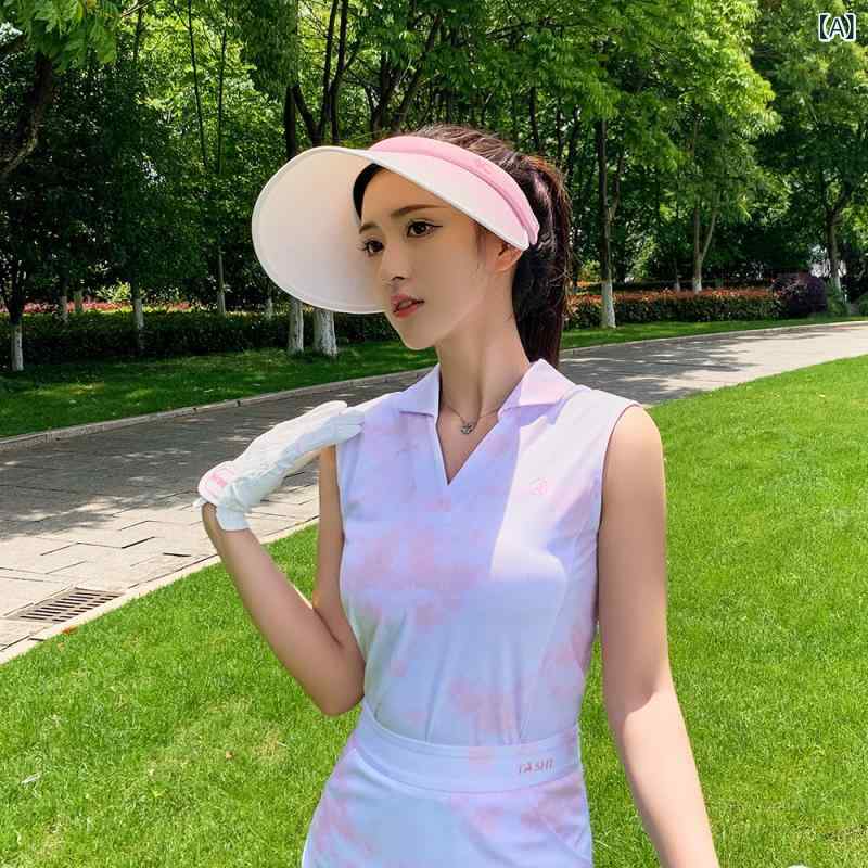 ゴルフウェア レディース 女性用 速乾 伸縮性 ノースリーブ トップス スパンデックス混 サクラピンク スリムフィット 細見え スポーツ スコート ミニ丈 テニスウェア 春夏