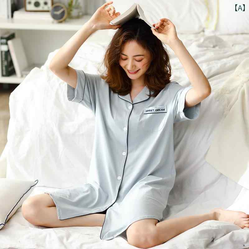 シャツワンピース レディース 春夏 コットン 半袖 ルームウェア パジャマ 部屋着 ワンマイルウェア 襟付き 開襟 ゆったり リラックス 通気性 快適 シンプル カジュアル