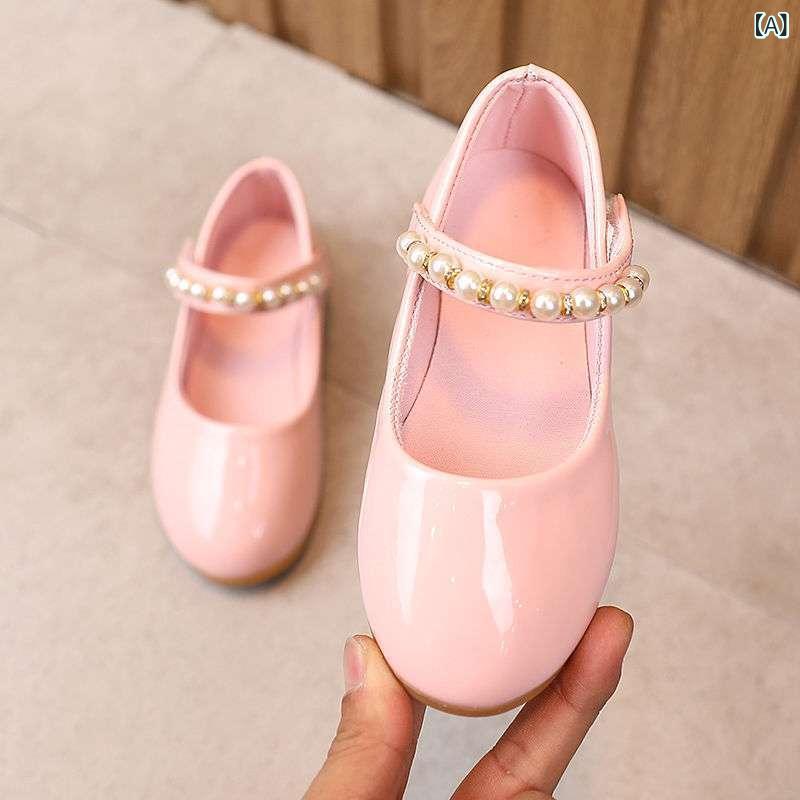 靴 キッズ 女の子 女児 春秋 プリンセス靴 フォーマル靴 ダンス靴 スクエアトゥ 合成皮革 カジュアル 通学 普段使い 発表会 お出かけ ピンク 黒 赤 白