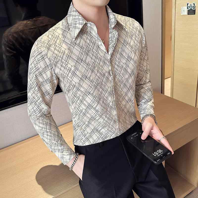 シャツ メンズ 男性用 春夏 立体プリント 開襟 長袖 レギュラーフィット 個性デザイン カジュアル リゾート ファッション トップス ポリエステル 色落ちしにくい