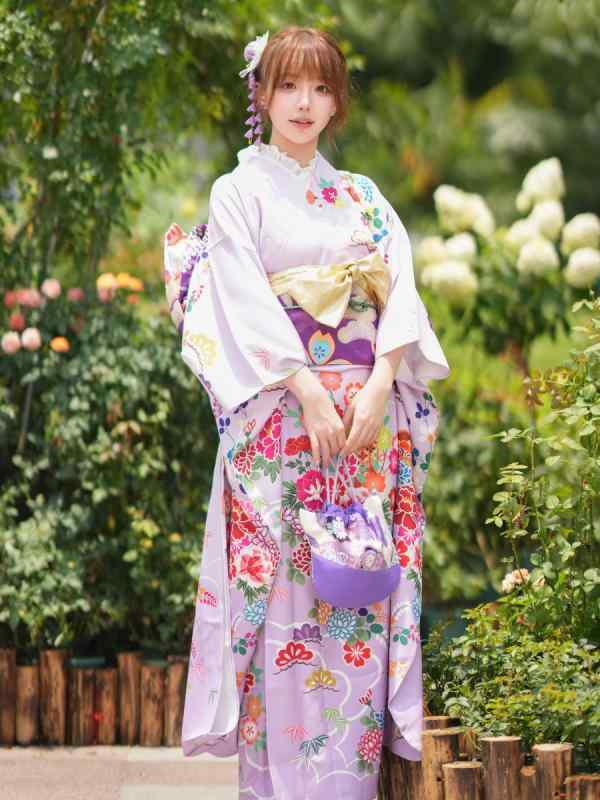 和服 レディース 振袖 着物 卒業式 謝恩会 成人式 結婚式 ゲスト フォーマル 礼装 舞台衣装 イベント レトロモダン 華やか かわいい 総柄 ポリエステル｜ラ・グラーヌ