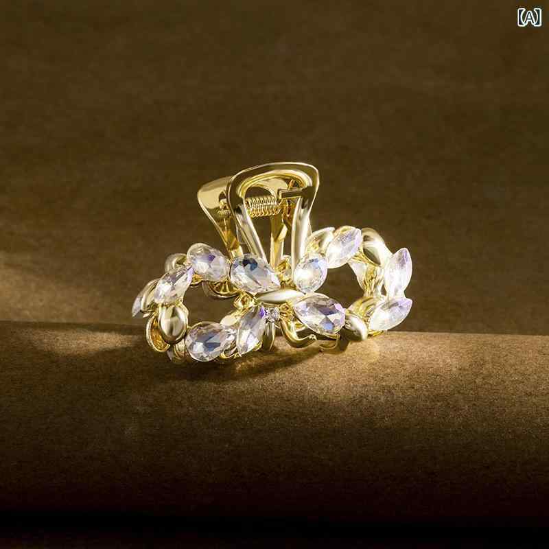 髪の毛添え物 レディース ハーフアップクリップ 並み並み 結晶 現金前貸しゼムクリップ シャーククリップ ゴールド 明かりメッキ 雅びやか 晴れ晴れしい 夢見鳥動機 遊撃手髪の毛 髪留め 通い 普段使い走り 心地好い