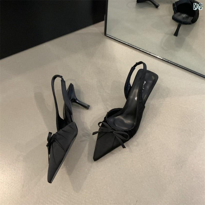 パンプス レディース 春夏 エレガント フレンチ ポインテッドトゥ 浅め キトゥンヒール スリングバック 疲れにくい レトロ マイクロファイバー ヒョウ柄 ブラック オフホワイト パープル