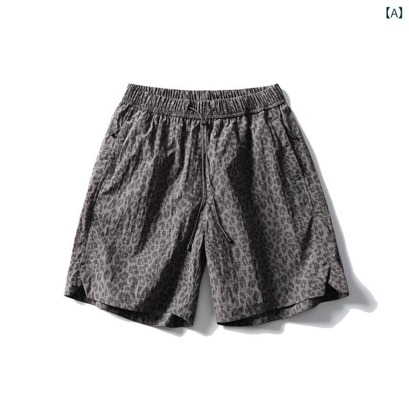 カジュアルパンツ メンズ 男性用 ワイド ショートパンツ ハーフパンツ ミドルウエスト ストレート 綿混紡 ヒョウ柄 タイダイ グラデーション スポーツ カジュアル 速乾 夏 普段着 部屋着