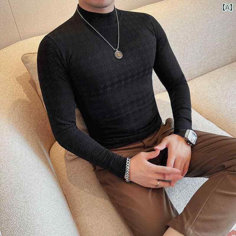 Tシャツ メンズ 男性用 モックネック ハーフネック 長袖 カットソー 秋冬 スリムフィット インナー ベースレイヤー ポリエステル ストレッチ 高弾力 カジュアル 普段使い ブラック ホワイト コーヒー