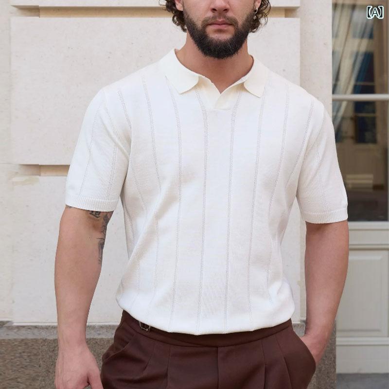 Tシャツ メンズ 男性用 半袖 ポロシャツ 襟付き 春夏 ポリエステル 綿混紡 通気性 フィット 無地 上品 カジュアル 普段使い ホワイト ブラック