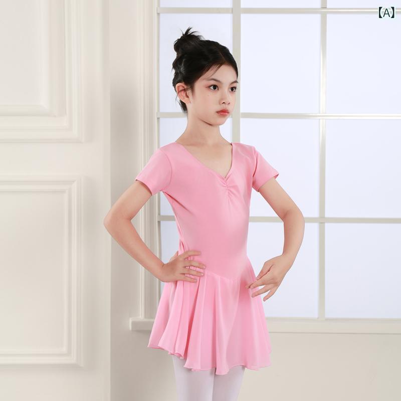 ダンスウェア キッズ 女の子 ガールズ 春夏 半袖 バレエ 中国舞踊 レッスン着 練習服 体操服 発表会 スポーツ 快適 動きやすい 柔らか 肌触り 吸湿速乾 コットン 綿