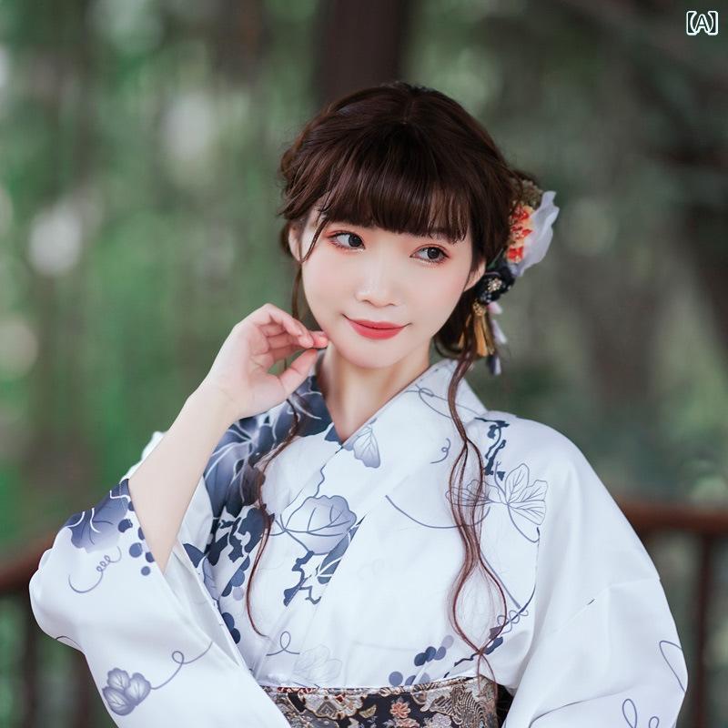 和服 男女兼用 小紋 着物 和モダン 水墨画風 葉柄 シンプル エレガント 厚手 シワになりにくい ポリエステル混紡 グレー 春夏 普段使い イベント アニメ