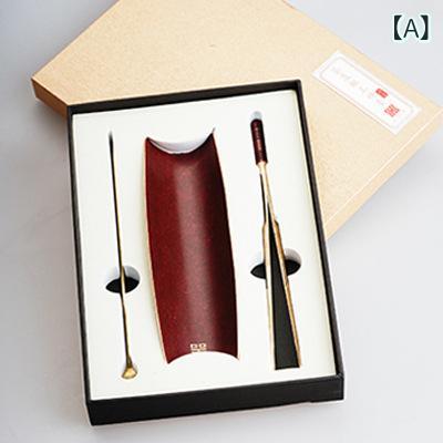 茶道具 日式 禅スタイル 和風 純銅 真鍮 茶杓 茶則 茶挟 中国茶 功夫茶 3点組 本格派 高級感 上品 おしゃれ お茶会 普段使い 茶道用 インテリア雑貨