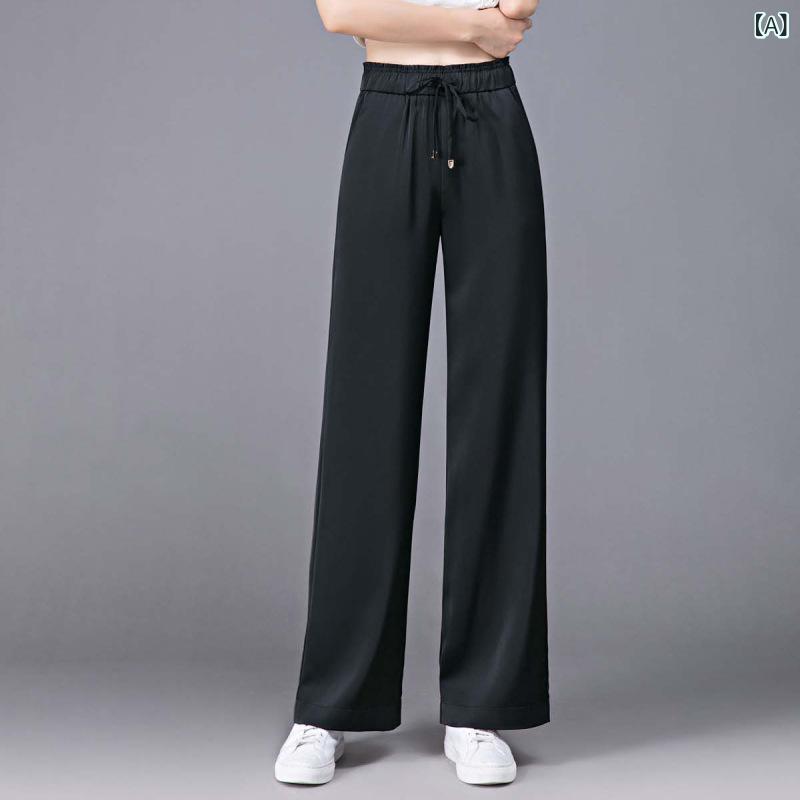 スラックス レディース ハイウエスト ワイドフレア ドレープ感 桑蚕シルク 細見え 上品 体型カバー 脚長効果 微ストレッチ イージーケア とろみ 通勤 着回し ロングパンツ 春夏|ラ・グラーヌ