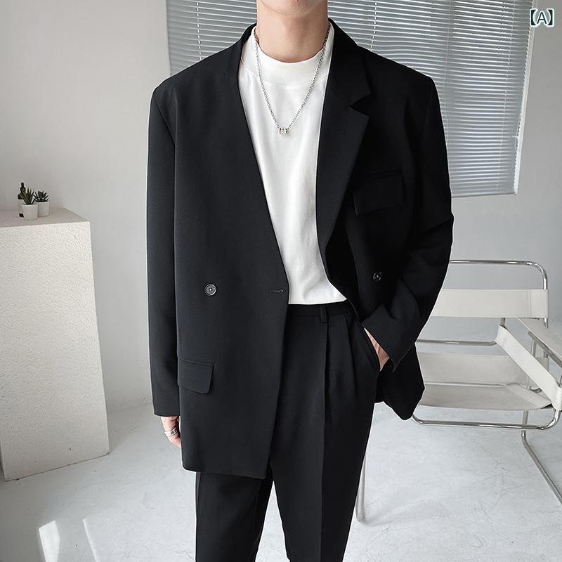 テーラードジャケット メンズ 大人カジュアル きれいめ 韓国風 ゆったり ルーズフィット シングルブレスト 1つボタン テーラードカラー ビジネス オフィス デイリー 普段使い コットン ポリエステル混紡 春秋