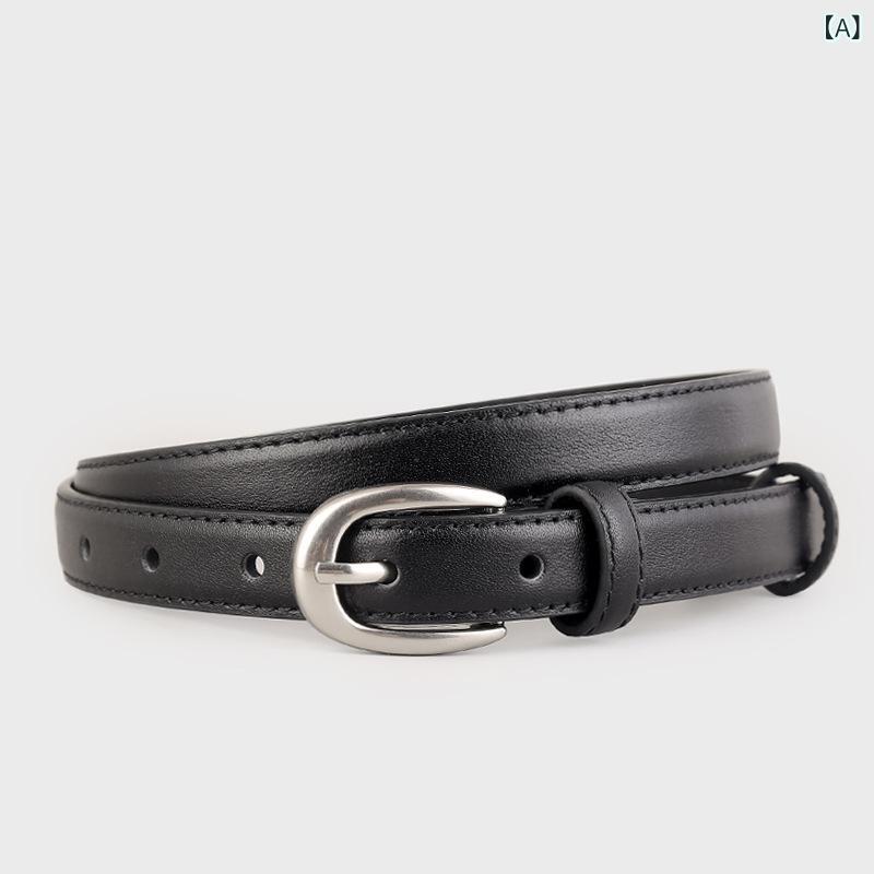 ベルト レディース 本革 牛革 レザー シルバーバックル ピンバックル 細身 スリム 万能 ファッション おしゃれ デニム ジーンズ コーデ 普段使い 通勤 オフィス ブラック ブラウン ダークブラウン