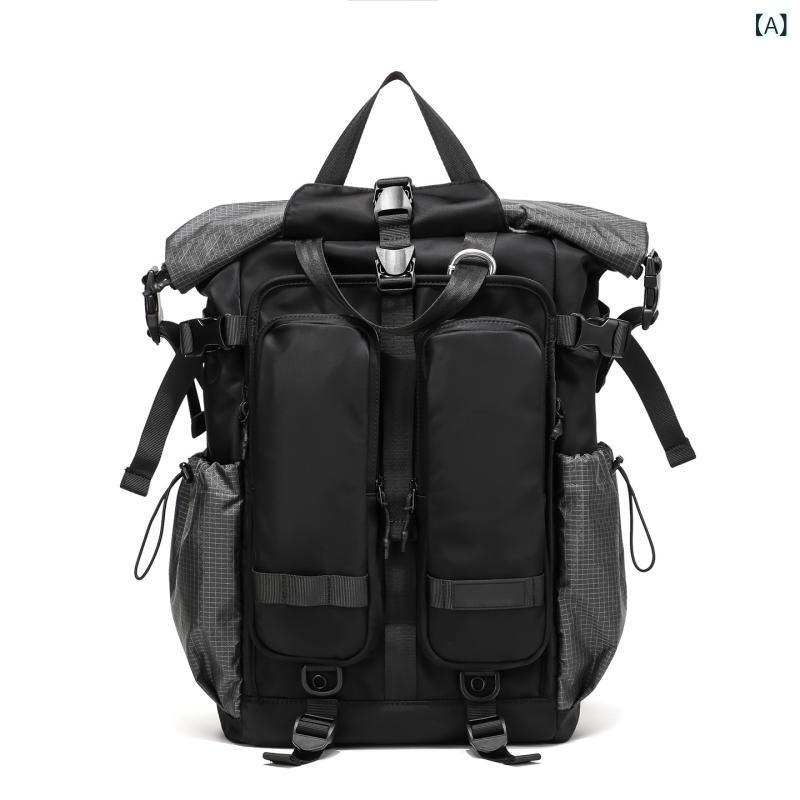 リュック メンズ 大容量 防水 16インチノートPC対応 バックパック 学生 通勤 通学 アウトドア 旅行 登山 多機能 ナイロン デイパック ブラック 鞄