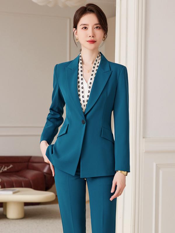 スーツ レディース セットアップ フォーマル ビジネス オフィスウェア 事務服 長袖 ジャケット スラックス パンツ 高級感 上品 エレガント 通勤 春秋 ポリエステル ポリウレタン ストレッチ 伸縮性