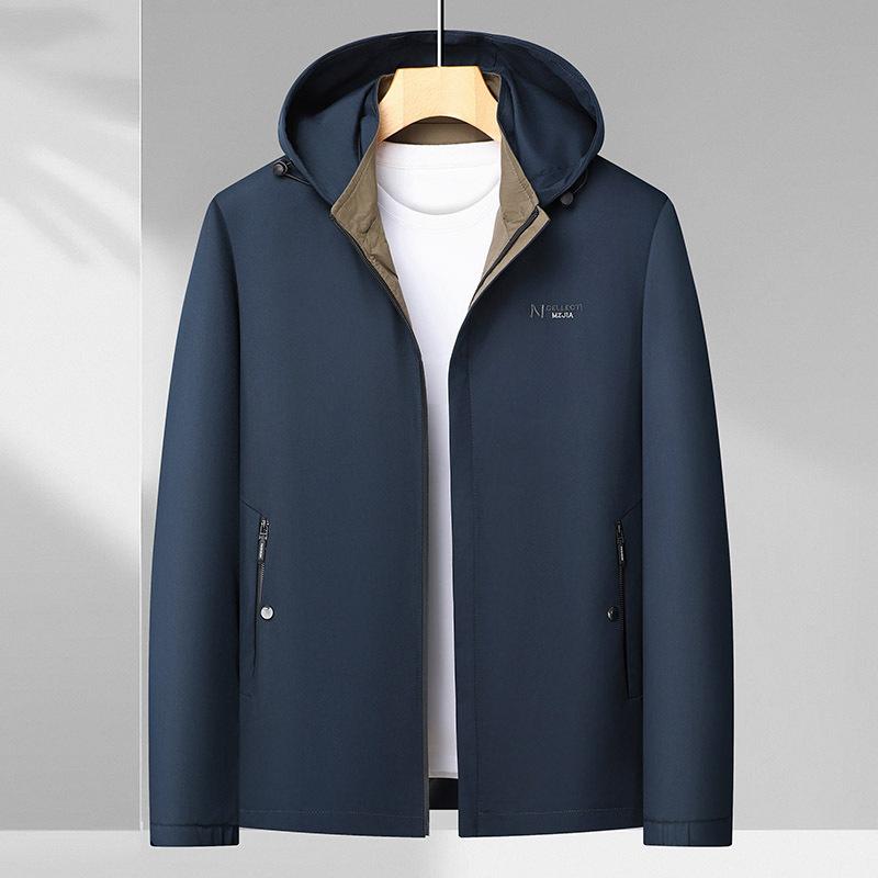 ジャケット メンズ 紳士服 30代 40代 50代 フード取り外し可能 春秋 ビジネス カジュアル 通勤 通気性 無地 ジップアップ レギュラーフィット ポリエステル素材 ブルゾン アウター