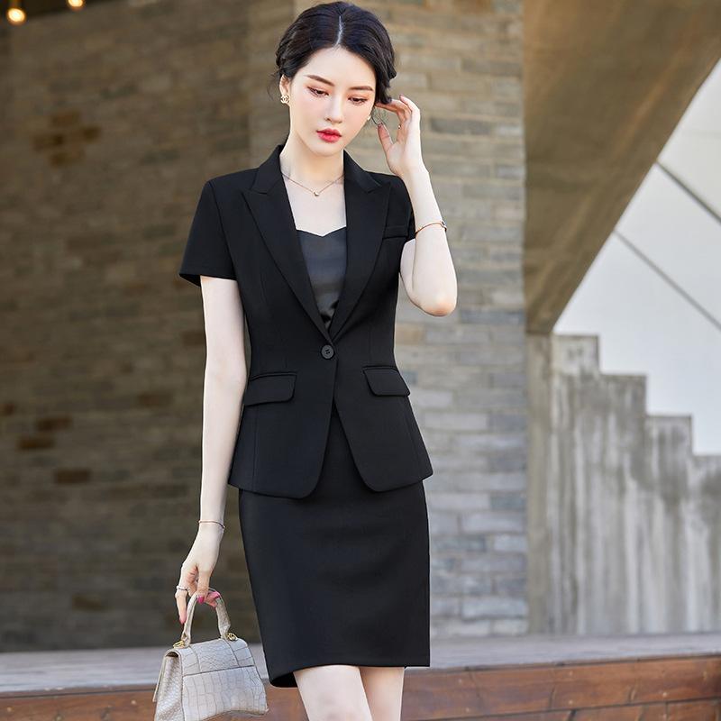 セットアップ レディース 春夏 半袖 ホテル レストラン オフィス ビジネス 事務服 接客 通勤 OLスタイル 上品 エレガント フォーマル スカート パンツ 2点セット ポリエステル混紡 ウエストシェイプ