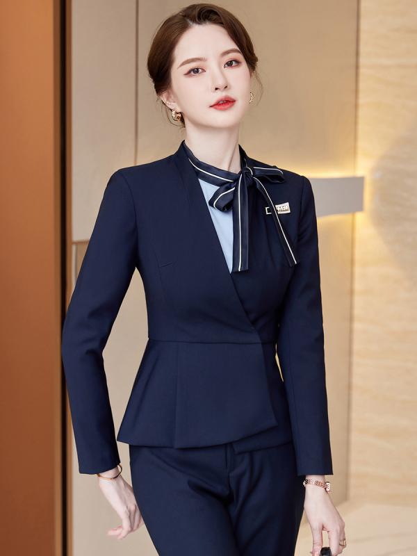 スーツ セットアップ レディース 女性用 長袖 ジャケット ベスト ジレ パンツ スカート 秋冬 オフィス 事務服 受付 ホテル フロント 宝石店 エステ 美容師 制服 ビジネス フォーマル ワークユニフォーム 通勤 ポリエステル混紡 伸縮性 上品