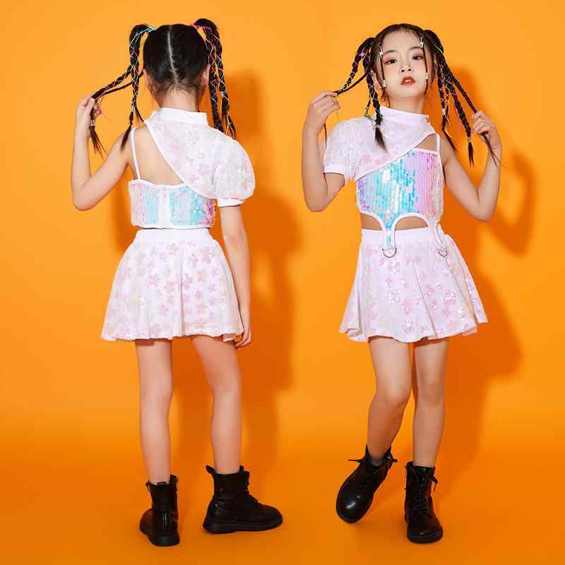 ダンス衣装 女の子 韓国スタイル へそ出し クロップド丈 ジャズダンス 発表会 舞台 パフォーマンス キッズモデル ランウェイ ファッションショー トレンド おしゃれ着