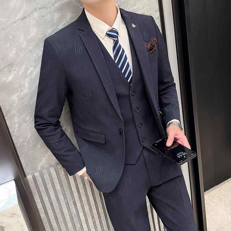 背広 メンズ 成人男性用 スリー天下太平 セットアップ 歳月 心地よい 普段使い走り 商行為 事務室心地よい か細い嵌まる 細身 直線コース原材料 黒いこと 薄墨色 米国海軍 メンズファッション-スーツ-スーツ・セットアップ
