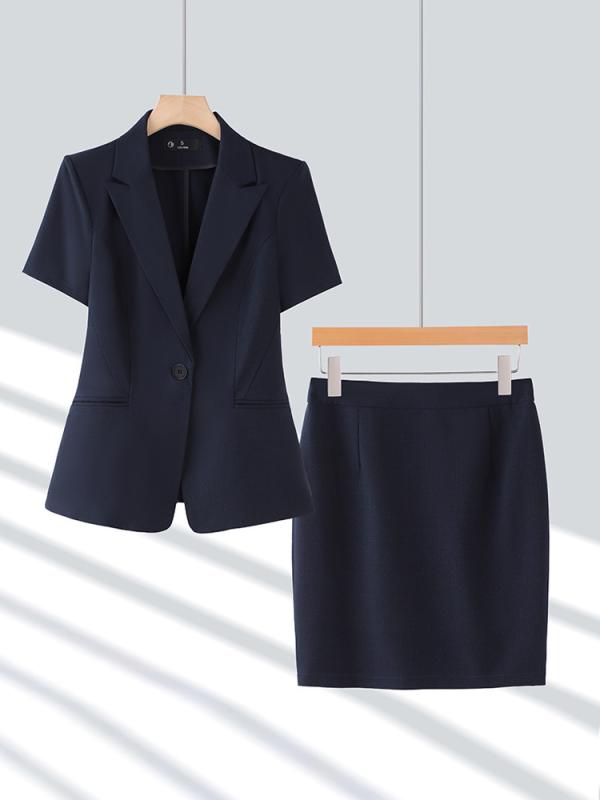 スーツ セットアップ レディース 半袖 春夏 薄手 高級感 ポリエステル素材 オフィス 制服 受付 ホテル ビジネス 通勤 スカート パンツスタイル