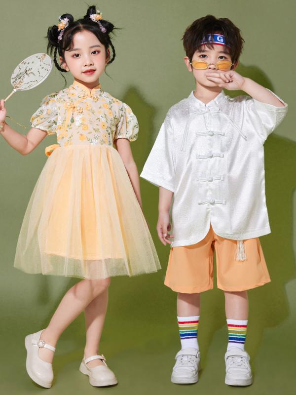ドレス キッズ 女の子 チアリーダー チアダンス 衣装 コスチューム 発表会 舞台 幼稚園 小学生 団体 グループ ふんわり ボリューム チュールスカート ポリエステル 春夏