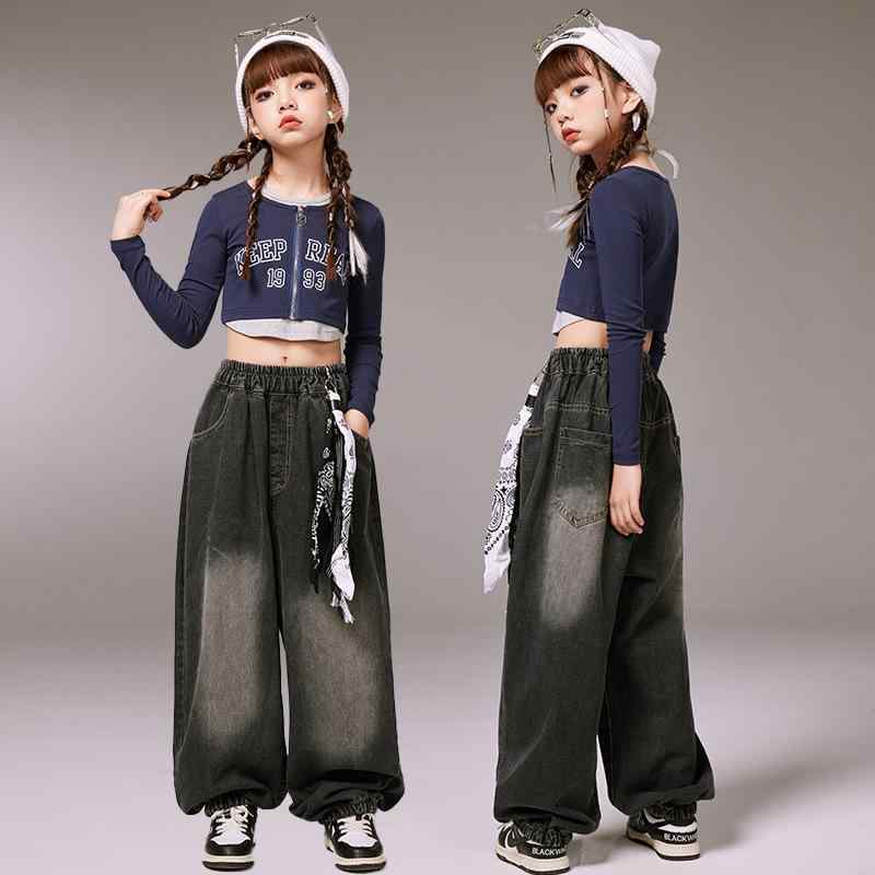 ダンスウェア キッズ 男の子 女の子 ストリートダンス ヒップホップ ジャズダンス 発表会 衣装 パフォーマンス 練習着 セットアップ ストリート系 ポリエステル グレー ブルー 秋冬