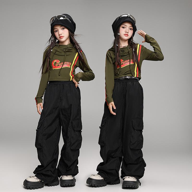 キッズ ダンスウェア 女の子 ジャズ ストリート ヒップホップ 衣装 ステージ 発表会 パフォーマンス トレンド クール 個性的 カジュアル 韓国風 秋冬