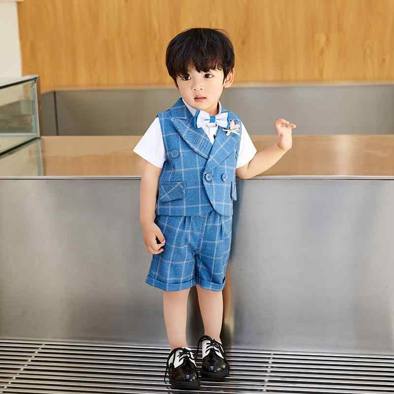 フォーマルウェア 男の子 ベビー 1歳児 誕生日 正装 半袖 スーツ ジャケット ベスト ジレ セットアップ パーティー 結婚式 韓国風 春夏秋 ポリエステル素材