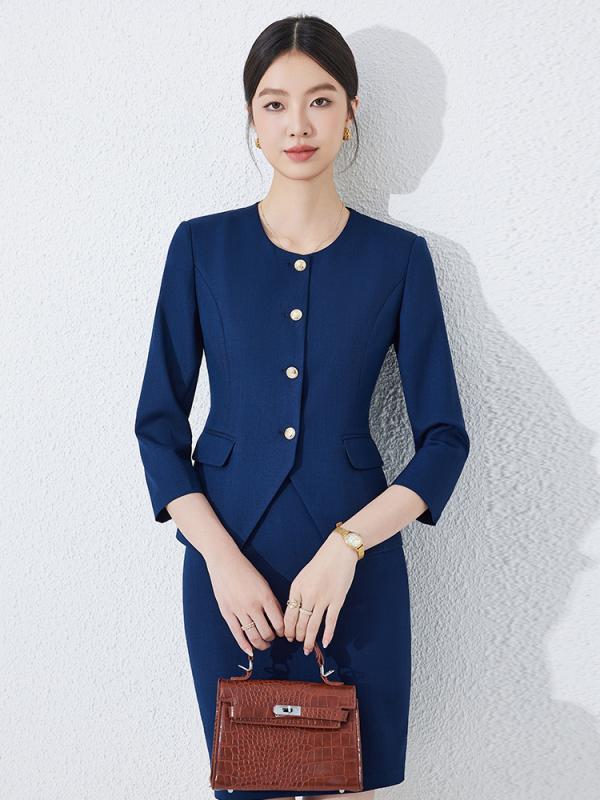 スーツ レディース ビジネス オフィス ユニフォーム 事務服 スカート パンツ 接客 受付 ホテル 美容院 マネージャー 営業 七分袖 ポリエステル 上品