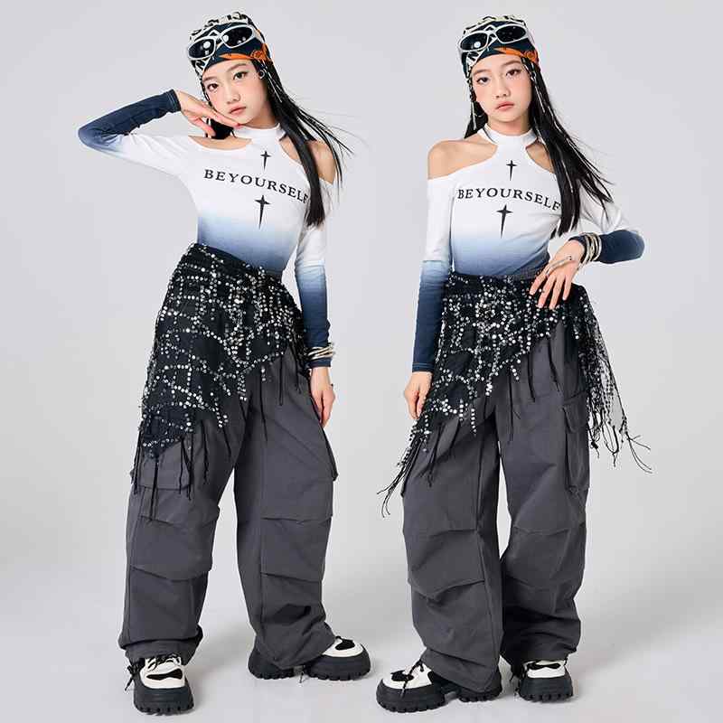 ダンス 衣装 女の子 子供 キッズ ジュニア ジャズ ヒップホップ ストリート パフォーマンス 発表会 舞台 イベント 練習着 おしゃれ トレンド コットン セット