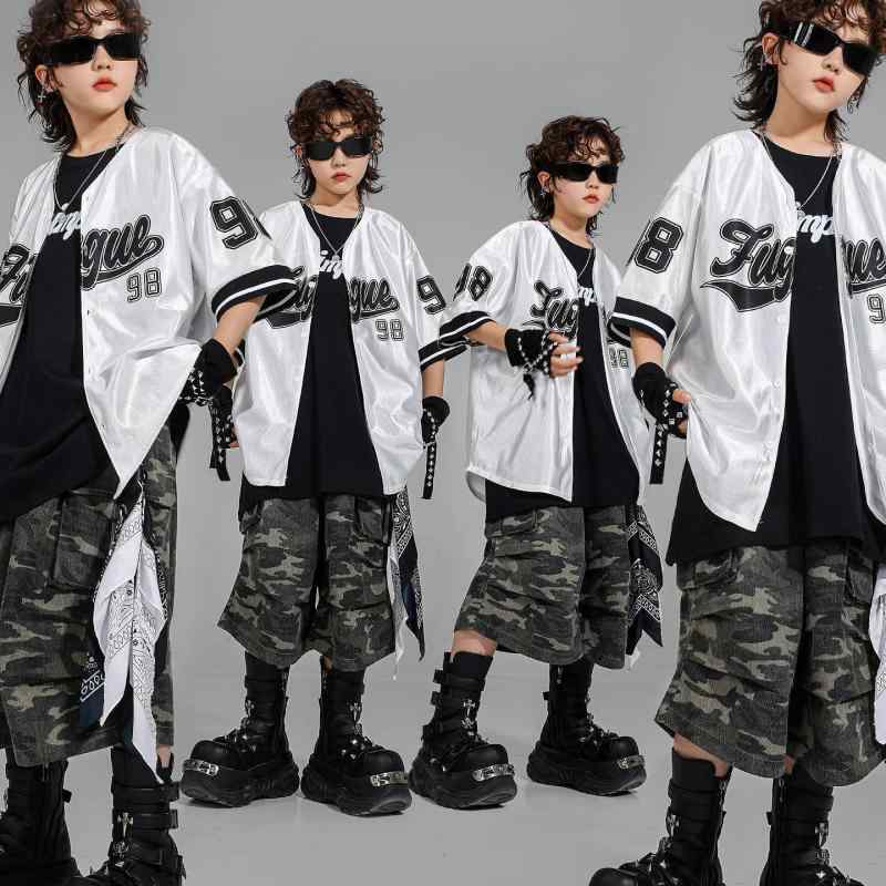 キッズ 御坊っちゃん 社交ダンス御召しもの 表どおり 御居処跳ねる 半袖 野球御召しもの セットアップ ゆったり ルーズフィット 告げ知らせる会 上演 動作 冷やりとした かっこいい 伸縮性 春夏