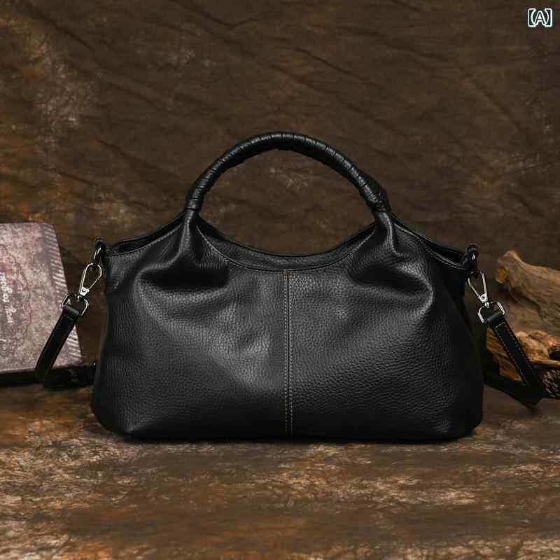 御徒面子 レディース 牛皮 レトロ ヴィンテージ 心地好い トートバッグ ホンブルグ帽 大静電容量 通い 通学 旅する 日常使い走り ジッパー付き添い人 横型 真四角 多納める 一肩先 黒 赤 茶 青