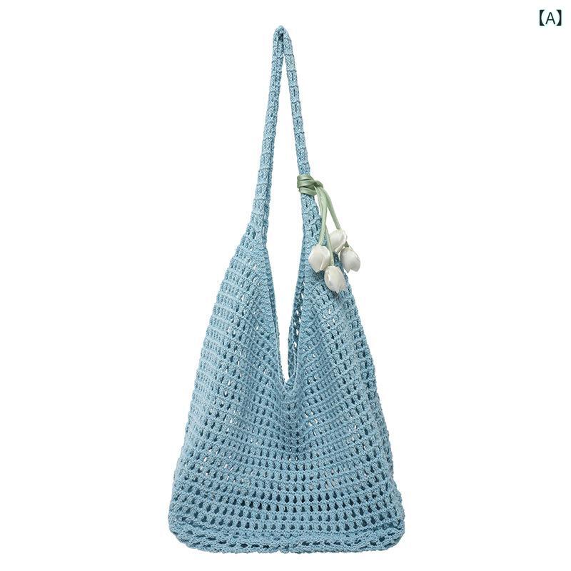 トートバッグ レディース 女性用 ストロー素材 編み込み 透かし編み メッシュ 横型 大容量 さわやか かわいい おしゃれ リゾート カジュアル 普段使い 春夏 ショルダーバッグ 肩掛け鞄