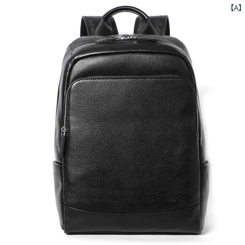 バックパック メンズ 男性用 リュックサック 牛革 大容量 PC収納 タブレット収納 ビジネス カジュアル 通勤 通学 出張 旅行 防水 ブラック おしゃれ 上質 普段使い スタイリッシュ