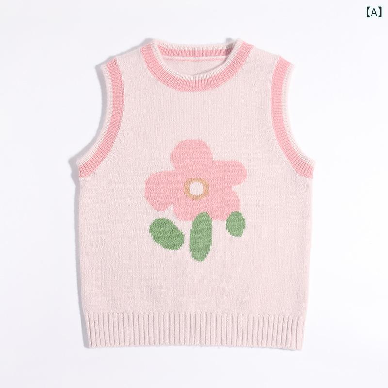 限りない キッズ 赤ちゃん 御坊っちゃん うしろ帯 秋冬 羊絨 カシミール 花柄 可愛らしい 今めかしい 朦々たる 生あたたかい 防寒 ふんわり ノースリーブ 丸首 編み物 普段使い走り お出かけ 通園 通学