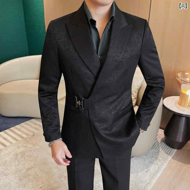 テーラードジャケット メンズ 男性用 春 ビジネスカジュアル オフィスカジュアル 通勤 ダークチェック柄 スリム 上質 ポリエステル 高耐久性 ブラック カジュアルスーツ アウター 上着 8,950円