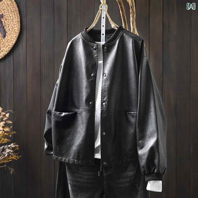 レザージャケット レディース 柔らかな フェイクレザー スタンドカラー スタジャン 秋冬 ゆったり ダブルポケット 長袖 アウター カジュアル きれいめスタイル