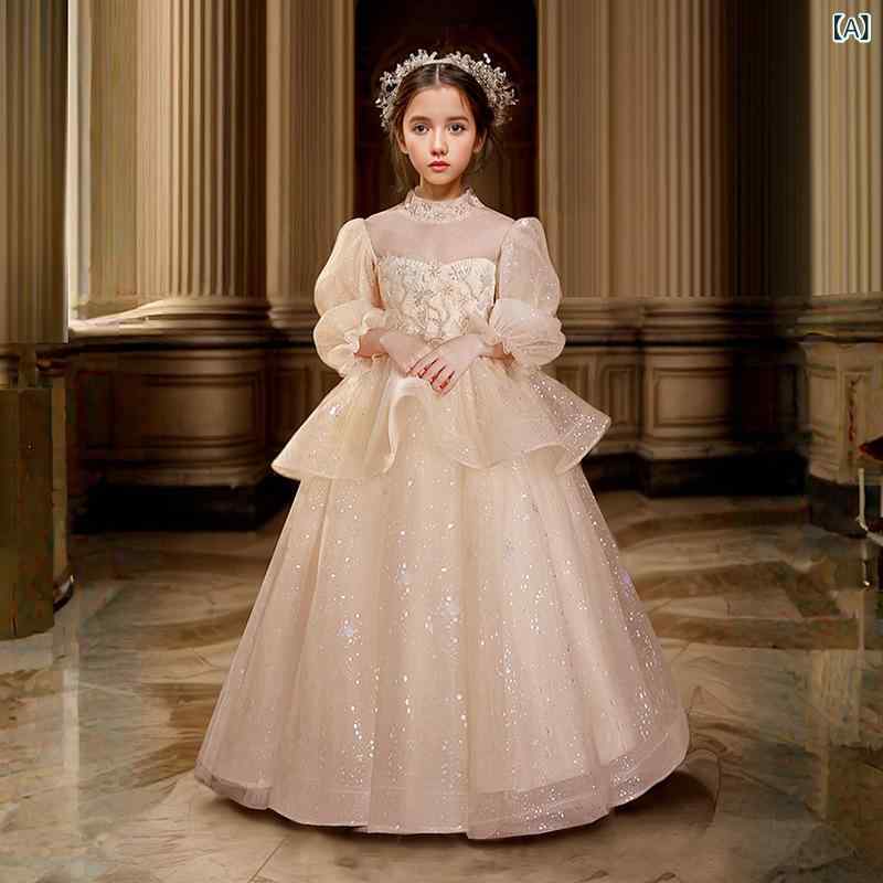 ドレス キッズ 女の子 オフショルダー プリンセス ブルー ピアノ発表会 演奏会 フォーマル 宴会 高級感 かわいい ロング丈 チュール 結婚式 セレモニー