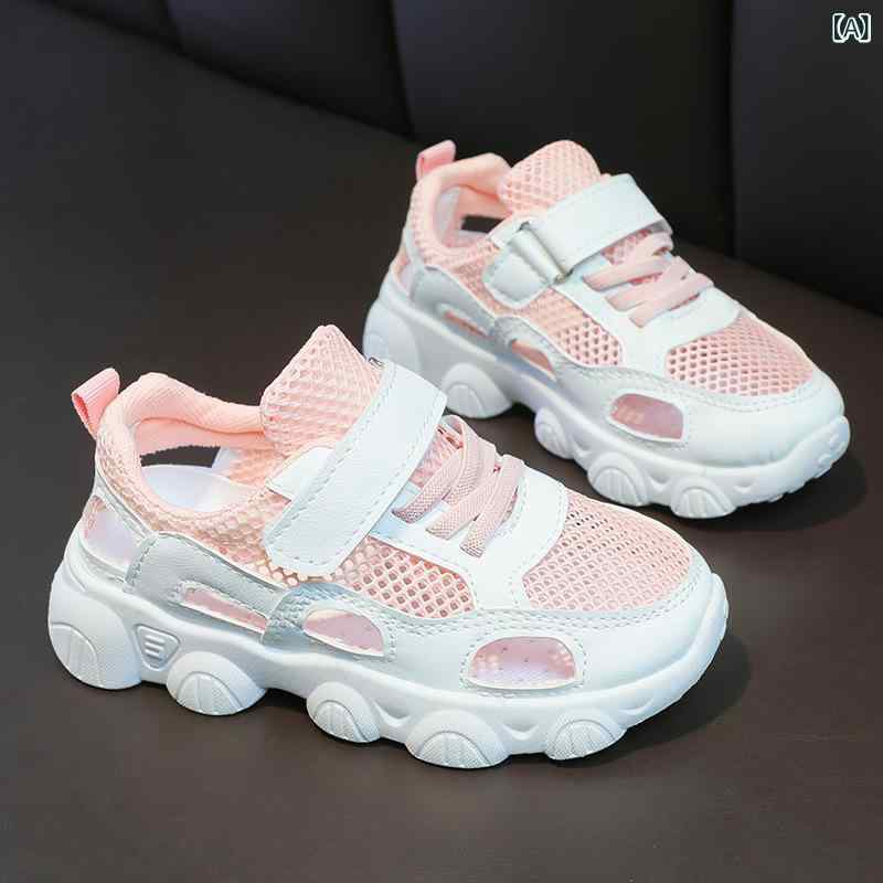 スポーツサンダル キッズ 男の子 女の子 小学生 男女兼用 春夏 メッシュ 通気性 軽量 マジックテープ 人工皮革 合成底 カジュアル 普段使い レジャー ピンク グリーン