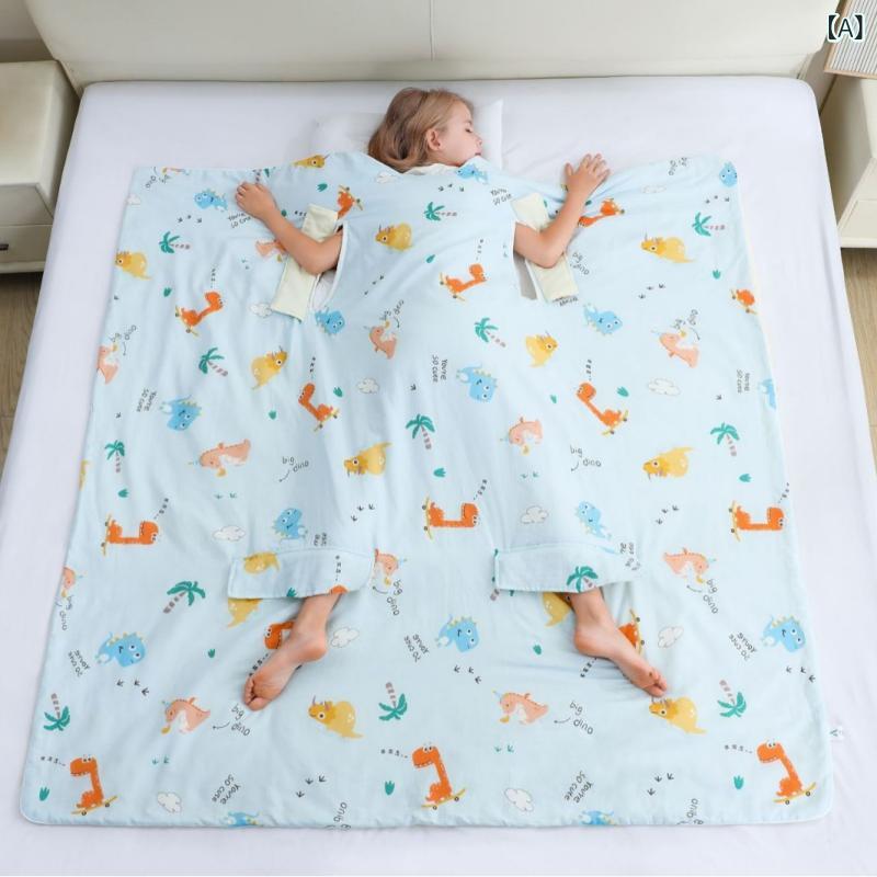 スリーパー ベビー キッズ 子供用 ガーゼ 綿 薄手 通気性 春夏秋冬 寝冷え防止 防キック 幼稚園 お腹保護 二重構造 中綿 ポリエステル 絹 袖付き