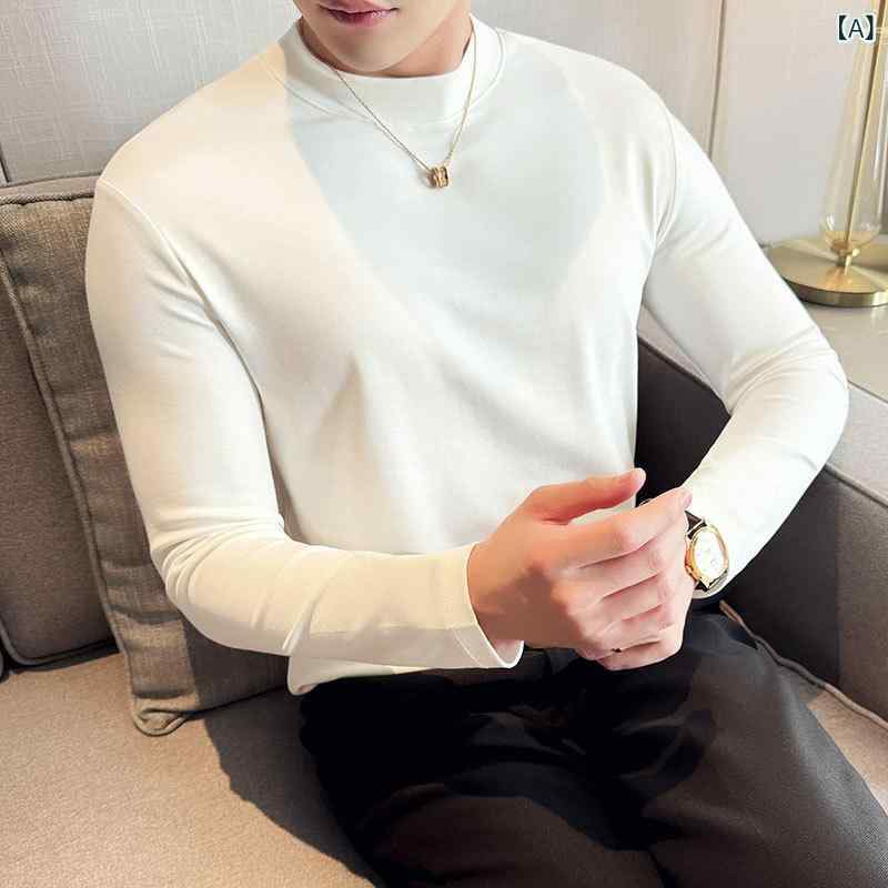 Tシャツ 男性用 秋冬 長袖 クルーネック スリムフィット 厚手 ストレッチ 高級感 レーヨン混紡 化繊ブレンド 大人カジュアル きれいめ トップス インナー