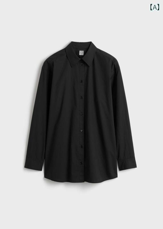 シャツ トップス レディース ゆったり ルーズシルエット カジュアル コットン 綿 無地 ボタン 前開き レギュラーカラー 長袖 ドロップショルダー 通勤 オフィス 普段使い 春夏 ブラック ホワイト ブルー