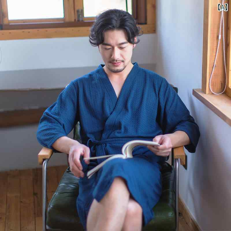 バスローブ レディース 男女兼用 春夏 ワッフル 薄手 軽量 ミドル丈 ロング丈 ゆったり 大きいサイズ カップル パジャマ ルームウェア ガウン ナイトウェア 部屋着 寝巻き ルームワンピース