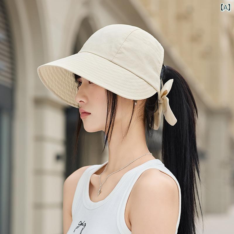 帽子 レディース ハット サンハット 日よけ UVカット 紫外線対策 ポニーテール穴付き 大つば ワイドブリム ベーシック シンプル カジュアル おしゃれ 普段使い アウトドア 夏 サマー アクリル