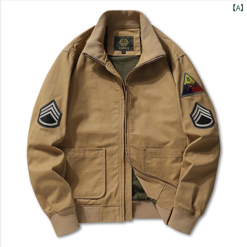 ジャケット メンズ 男性用 MA-1 M1942 タンカース フライト パイロット ミリタリー ワーク レトロ ヴィンテージ ブルゾン ジャンパー 春秋 薄手 コットン スタンドカラー ゆったり ビッグシルエット カジュアル 普段使い