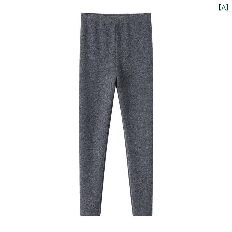 レギンス レディース 女性用 純カシミヤ 秋冬 極厚 シームレス 9分丈 腹巻き付き ハイウエスト 保温 冷え対策 あったか インナーパンツ スパッツ ブラック グレー 無地
