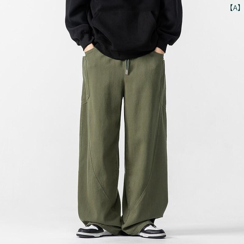 ワークパンツ 男性用 コーデュロイ 綿 カーゴ ストレート ワイド ビッグシルエット カジュアル リラックス 日系 無地 普段使い ストリート アウトドア 春夏 軍緑 カーキ グレー ブラック 4,622円