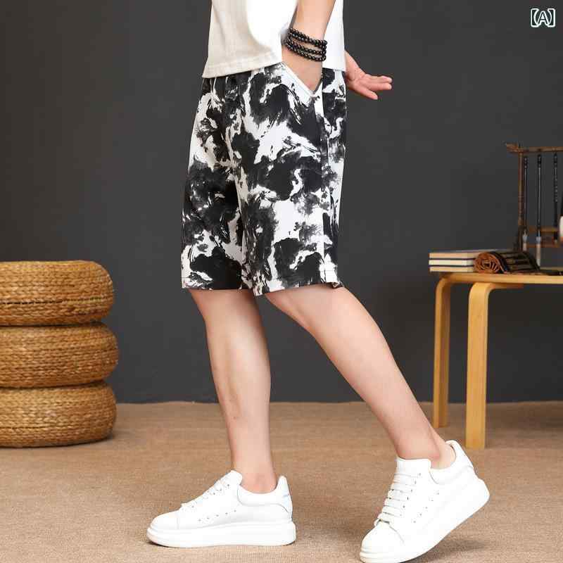ショートパンツ メンズ 男性用 春夏 ビーチ リゾート レジャー カジュアル 花柄 五分丈 ハーフ丈 ゆったり 速乾 快適 イージーケア