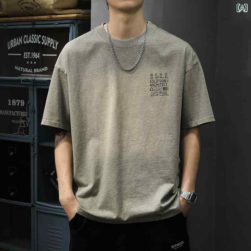 Tシャツ メンズ 丸首 春夏 アメカジ ヴィンテージ ウォッシュ加工 プリント 半袖 ビッグシルエット ルーズフィット カジュアル トレンド コットン