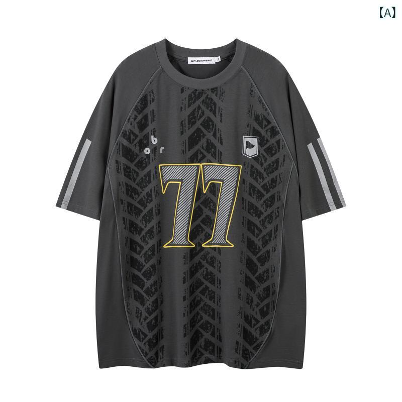 Tシャツ 男女兼用 オーバーサイズ ルーズフィット 半袖 クルーネック 綿 コットン アメカジ ストリート ロゴプリント トップス シンプル カジュアル 夏 サマー ダークグレー ホワイトグレー